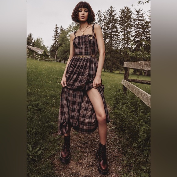 Disturbia Adra Check Cami Tie Strap Midi Dress US 12 / UK 16 - Picture 8 of 8